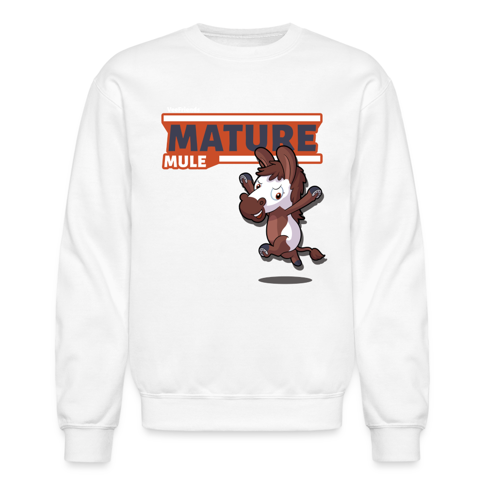 Mature Mule Character Comfort Adult Crewneck Sweatshirt - white