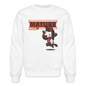 Mature Mule Character Comfort Adult Crewneck Sweatshirt - white