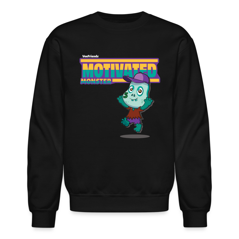 Motivated Monster Character Comfort Adult Crewneck Sweatshirt - black