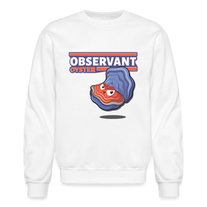 Observant Oyster Character Comfort Adult Crewneck Sweatshirt - white