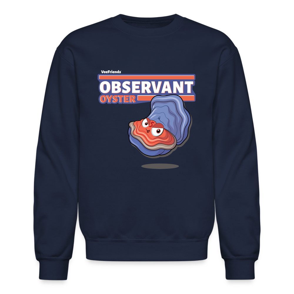 
            
                Load image into Gallery viewer, Observant Oyster Character Comfort Adult Crewneck Sweatshirt - navy
            
        