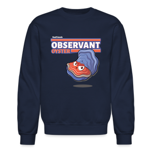 Observant Oyster Character Comfort Adult Crewneck Sweatshirt - navy