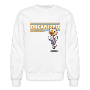 Organized Ostrich Character Comfort Adult Crewneck Sweatshirt - white