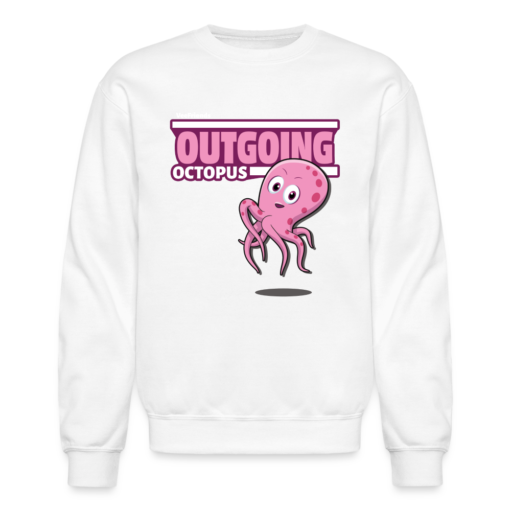 Outgoing Octopus Character Comfort Adult Crewneck Sweatshirt - white
