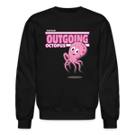 Outgoing Octopus Character Comfort Adult Crewneck Sweatshirt - black