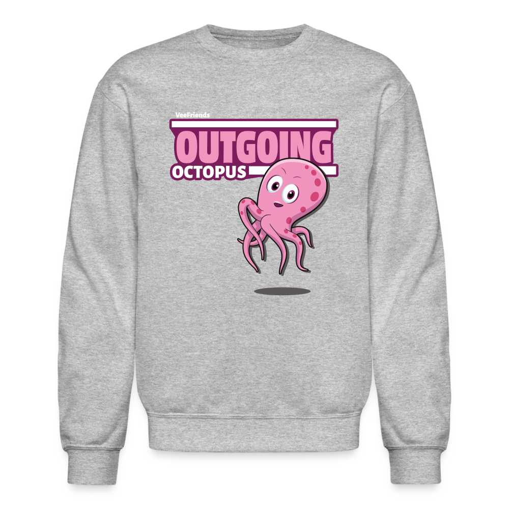 Outgoing Octopus Character Comfort Adult Crewneck Sweatshirt - heather gray