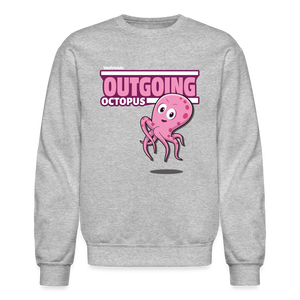 Outgoing Octopus Character Comfort Adult Crewneck Sweatshirt - heather gray