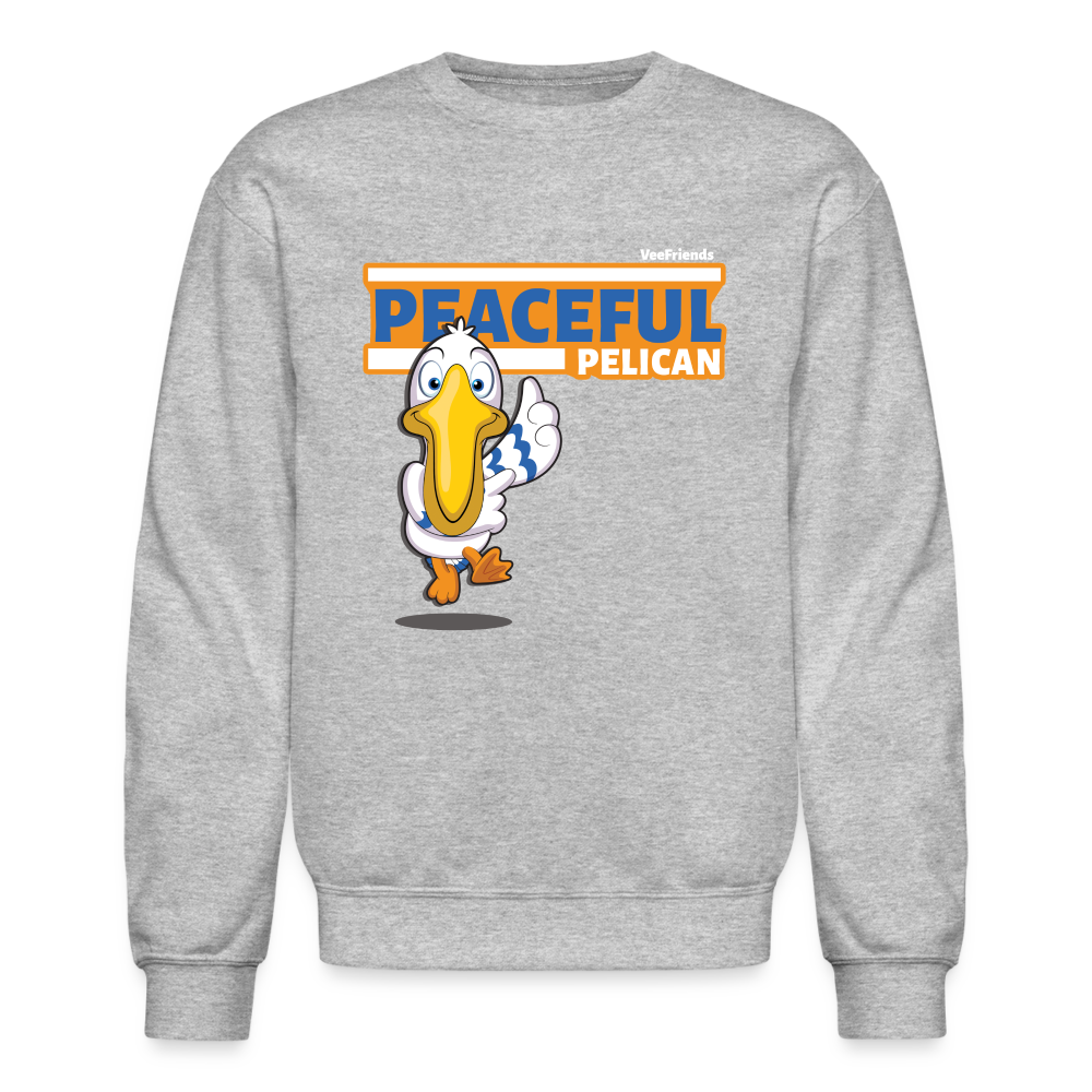 Peaceful Pelican Character Comfort Adult Crewneck Sweatshirt - heather gray