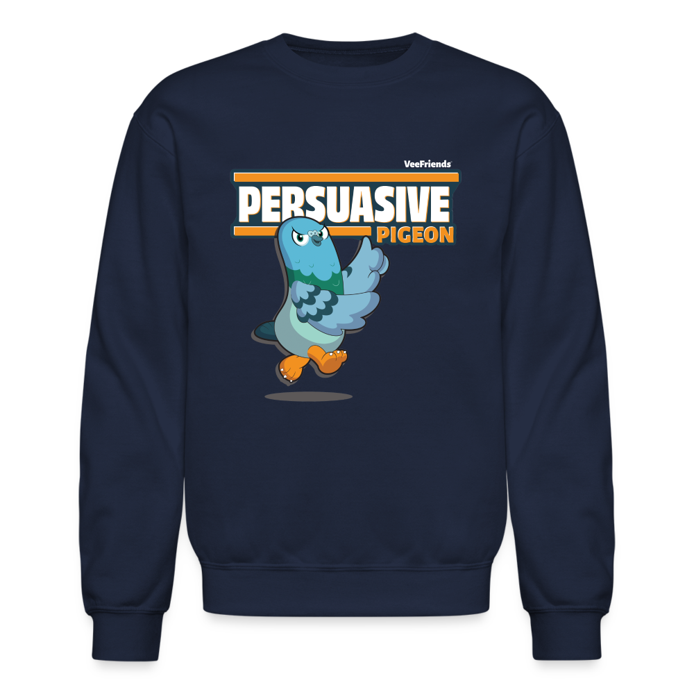 Persuasive Pigeon Character Comfort Adult Crewneck Sweatshirt - navy