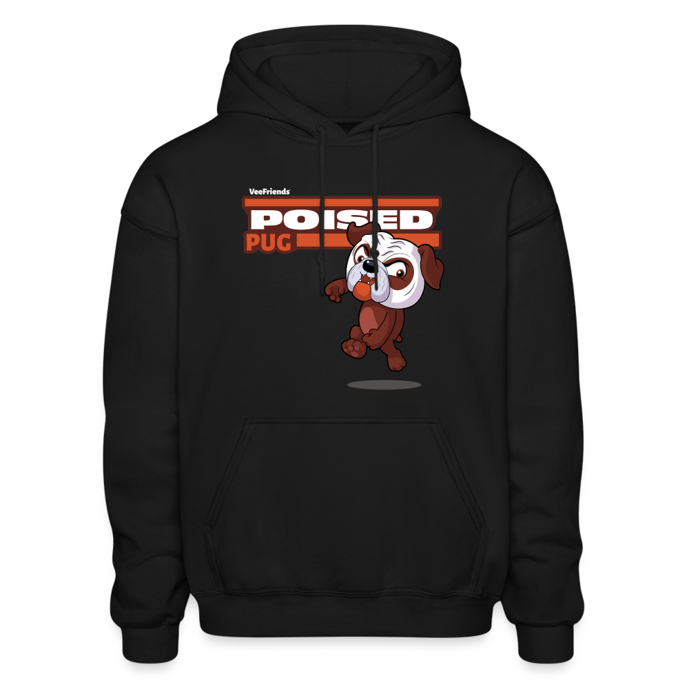 Poised Pug Character Comfort Adult Hoodie - black