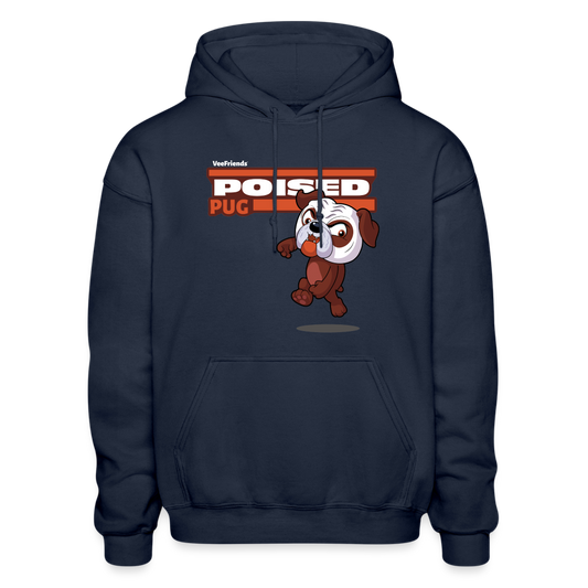 Poised Pug Character Comfort Adult Hoodie - navy