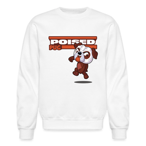 Poised Pug Character Comfort Adult Crewneck Sweatshirt - white