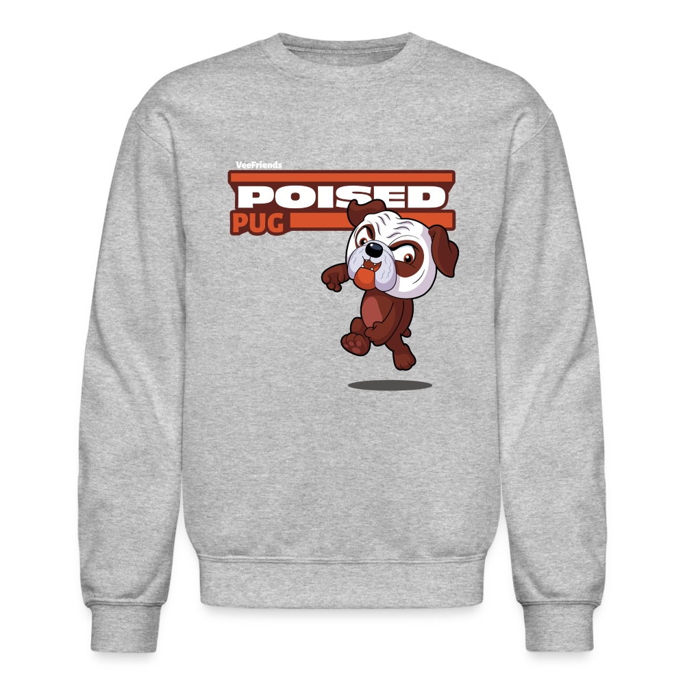 Poised Pug Character Comfort Adult Crewneck Sweatshirt - heather gray