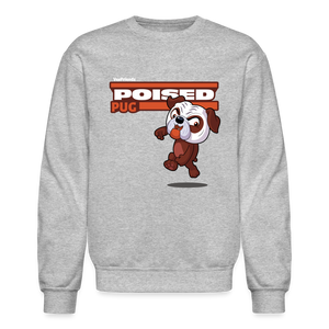 Poised Pug Character Comfort Adult Crewneck Sweatshirt - heather gray