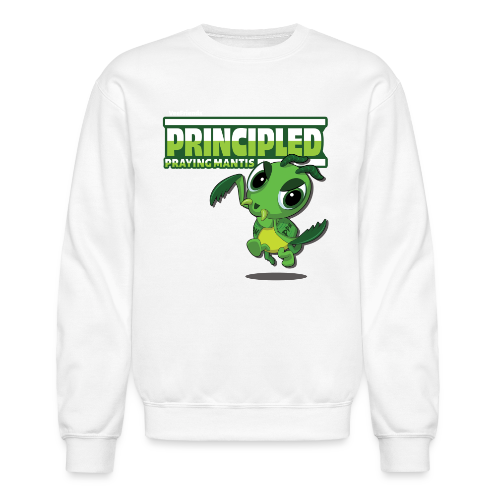 Principled Praying Mantis Character Comfort Adult Crewneck Sweatshirt - white