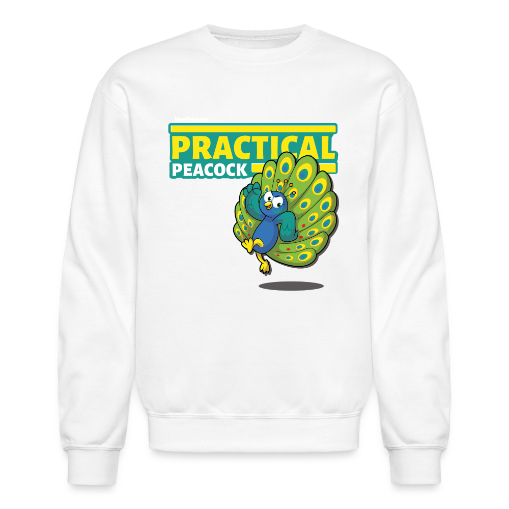 Practical Peacock Character Comfort Adult Crewneck Sweatshirt - white