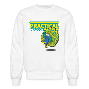 Practical Peacock Character Comfort Adult Crewneck Sweatshirt - white