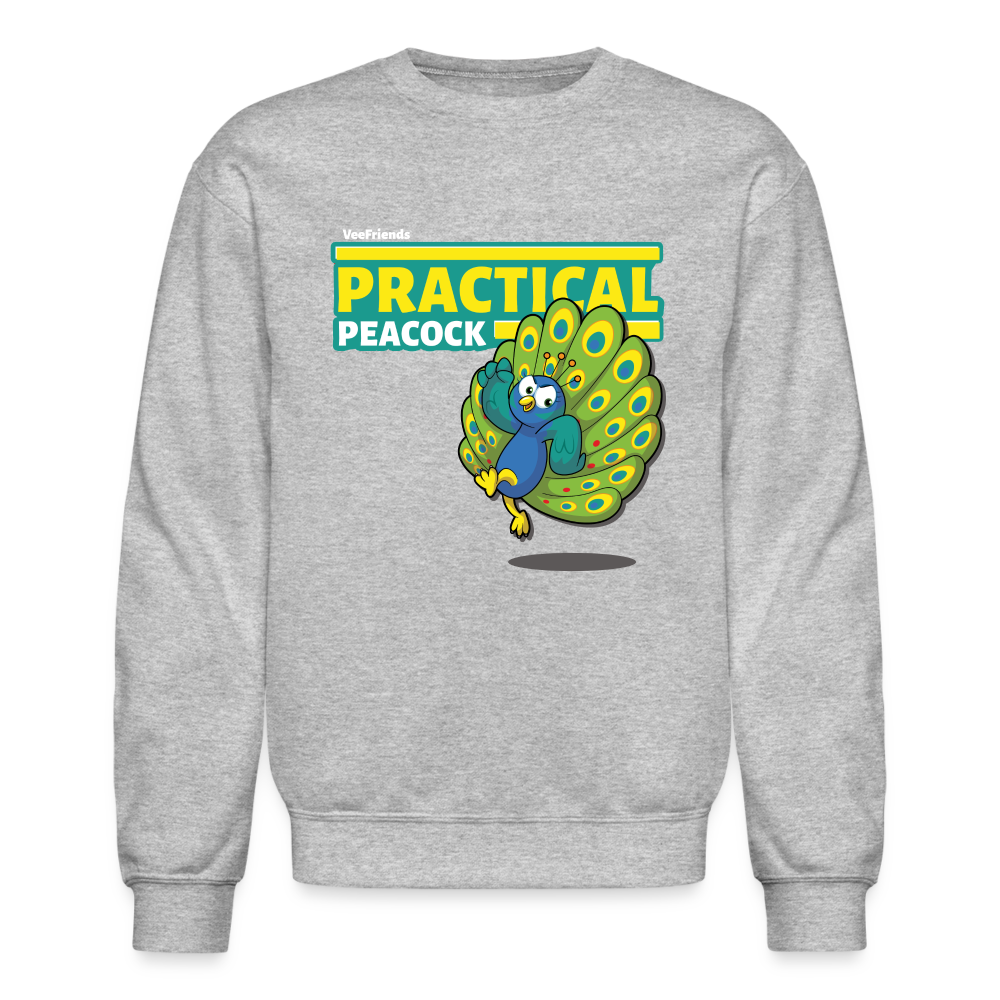 Practical Peacock Character Comfort Adult Crewneck Sweatshirt - heather gray