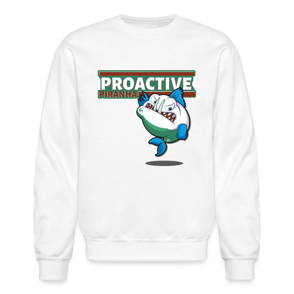 Proactive Piranha Character Comfort Adult Crewneck Sweatshirt - white