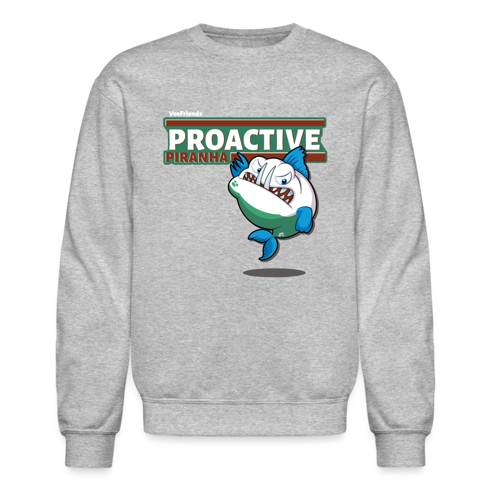 Proactive Piranha Character Comfort Adult Crewneck Sweatshirt - heather gray