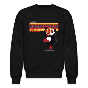 Productive Puffin Character Comfort Adult Crewneck Sweatshirt - black