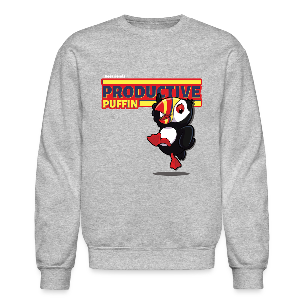 
            
                Load image into Gallery viewer, Productive Puffin Character Comfort Adult Crewneck Sweatshirt - heather gray
            
        