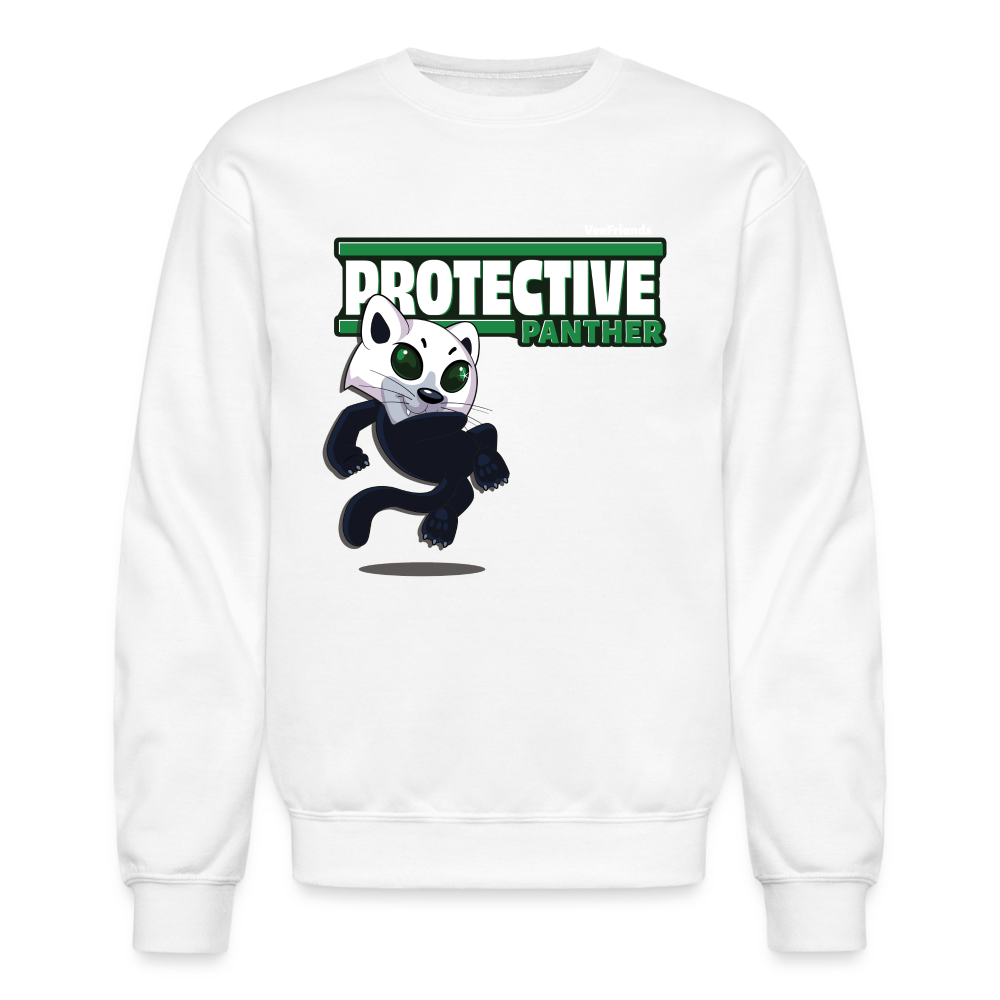 Protective Panther Character Comfort Adult Crewneck Sweatshirt - white