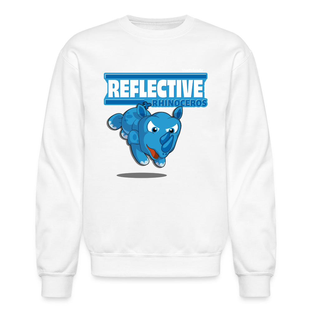Reflective Rhinoceros Character Comfort Adult Crewneck Sweatshirt - white