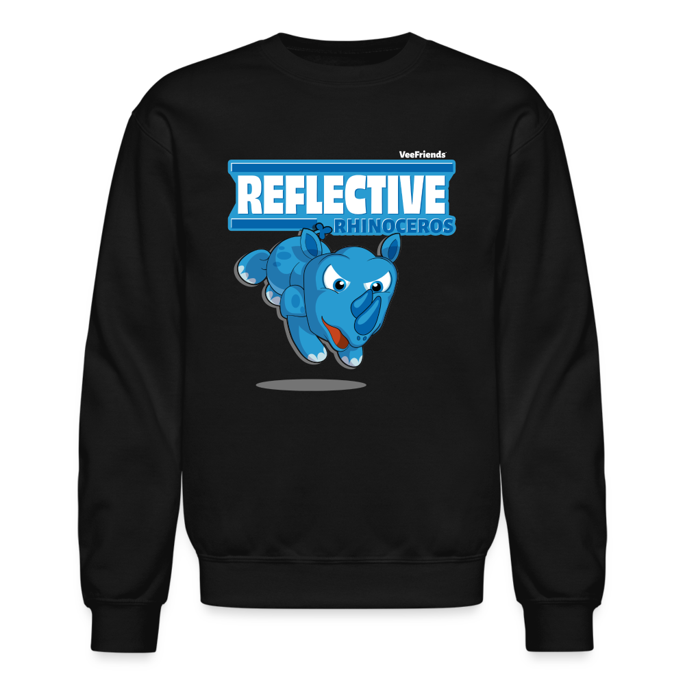 Reflective Rhinoceros Character Comfort Adult Crewneck Sweatshirt - black