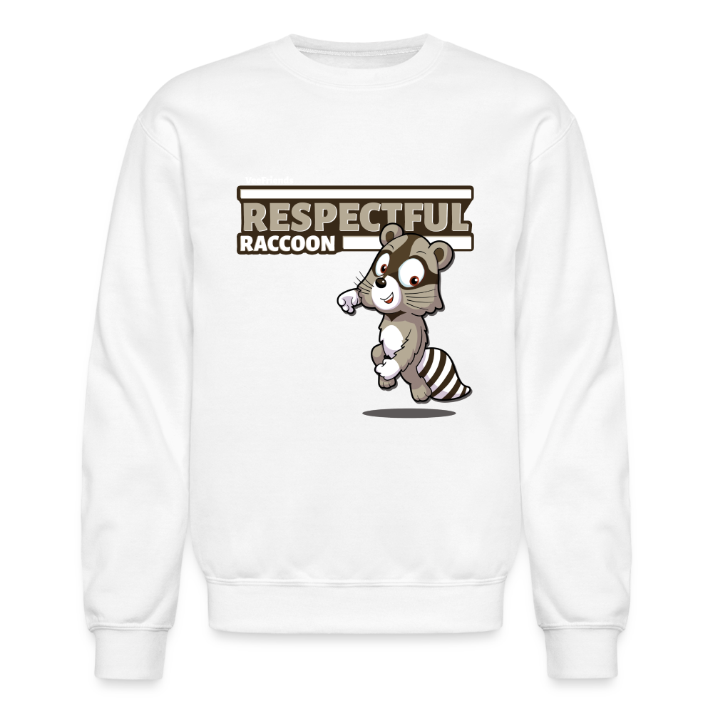 Respectful Racoon Character Comfort Adult Crewneck Sweatshirt - white