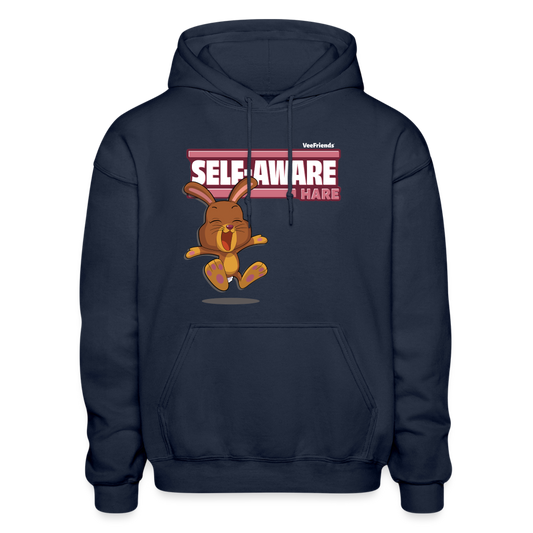 Self-Aware Hare Character Comfort Adult Hoodie - navy