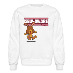Self-Aware Hare Character Comfort Adult Crewneck Sweatshirt - white