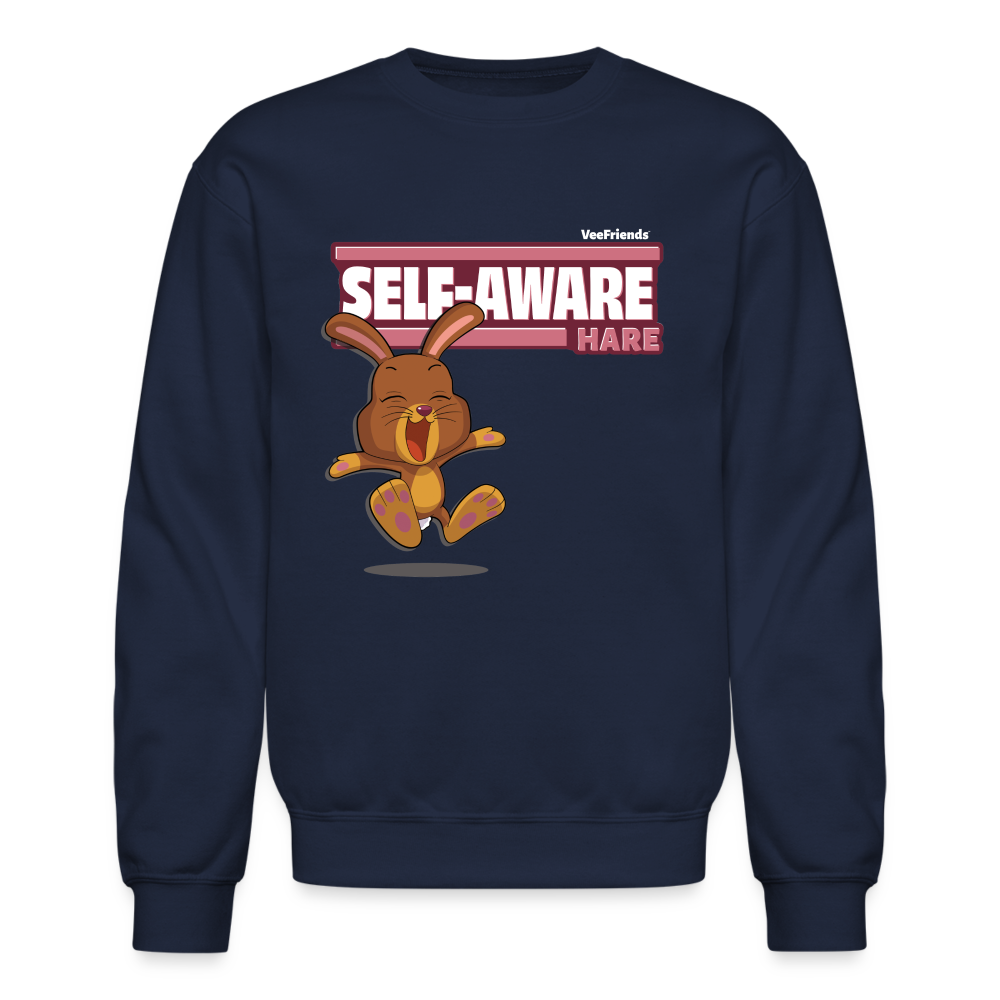 Self-Aware Hare Character Comfort Adult Crewneck Sweatshirt - navy