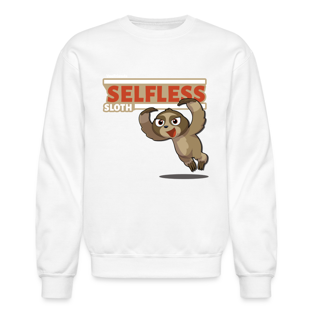 Selfless Sloth Character Comfort Adult Crewneck Sweatshirt - white