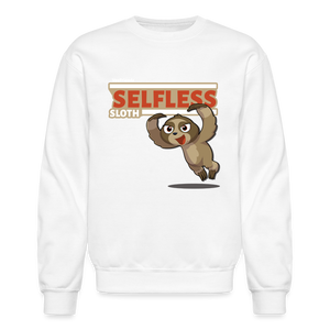 Selfless Sloth Character Comfort Adult Crewneck Sweatshirt - white