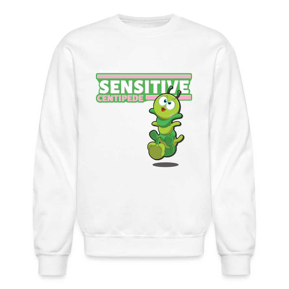 Sensitive Centipede Character Comfort Adult Crewneck Sweatshirt - white