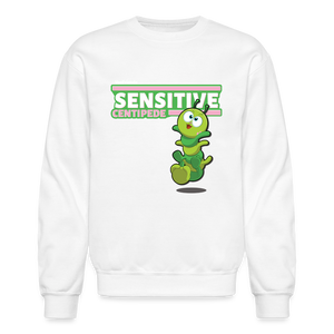 Sensitive Centipede Character Comfort Adult Crewneck Sweatshirt - white