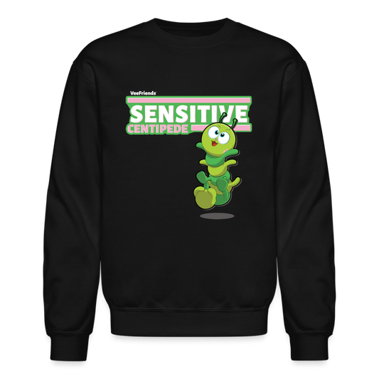 Sensitive Centipede Character Comfort Adult Crewneck Sweatshirt - black