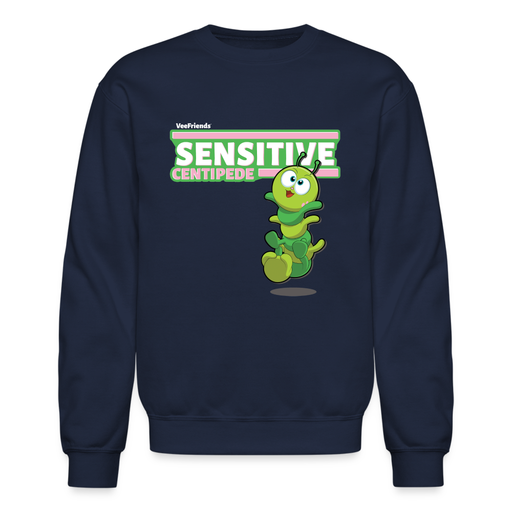 Sensitive Centipede Character Comfort Adult Crewneck Sweatshirt - navy