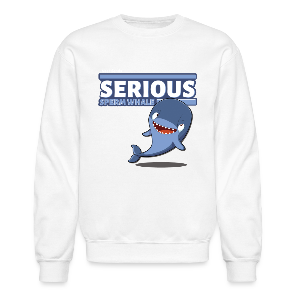 Serious Sperm Whale Character Comfort Adult Crewneck Sweatshirt - white