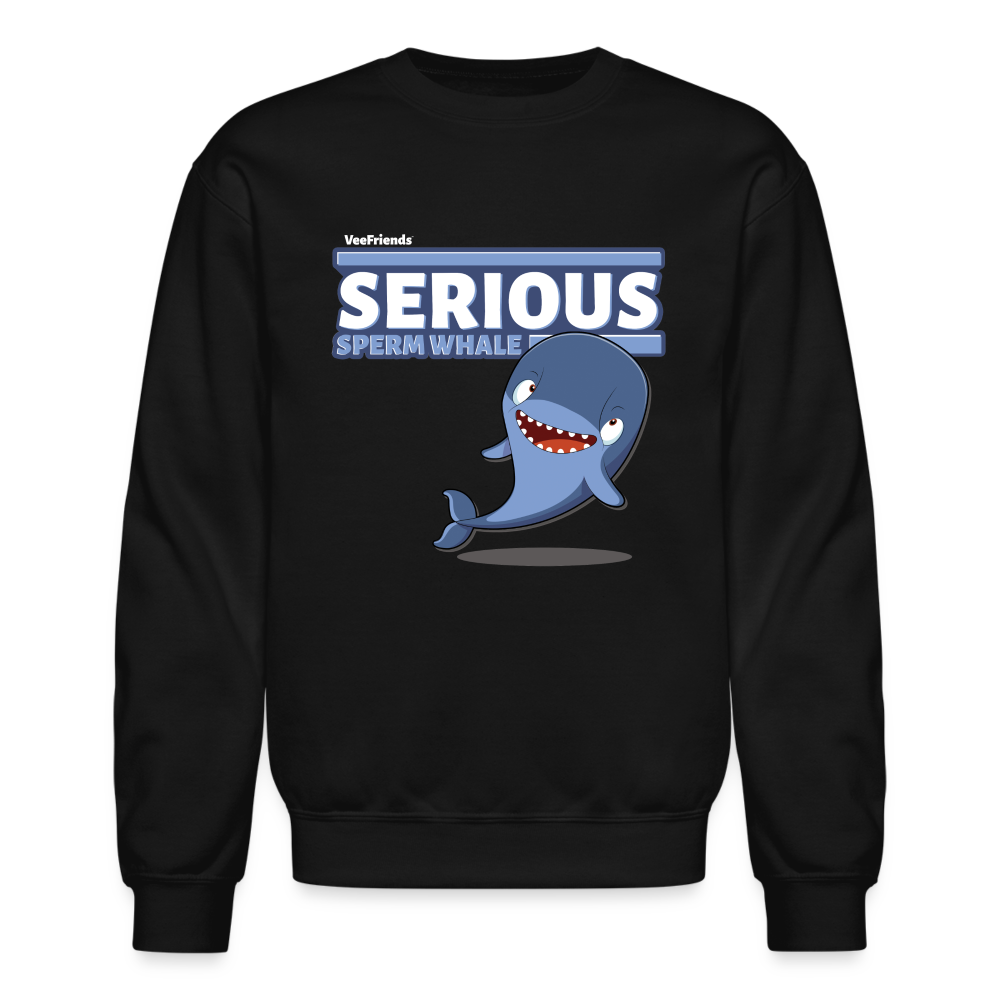 Serious Sperm Whale Character Comfort Adult Crewneck Sweatshirt - black