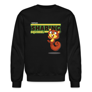 Sharing Squirrel Character Comfort Adult Crewneck Sweatshirt - black