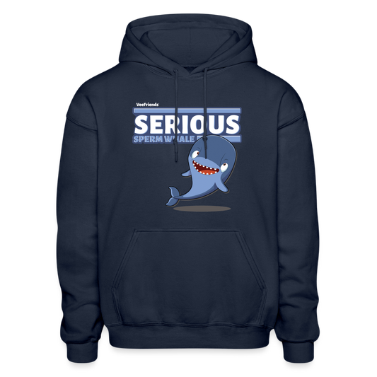 Serious Sperm Whale Character Comfort Adult Hoodie - navy