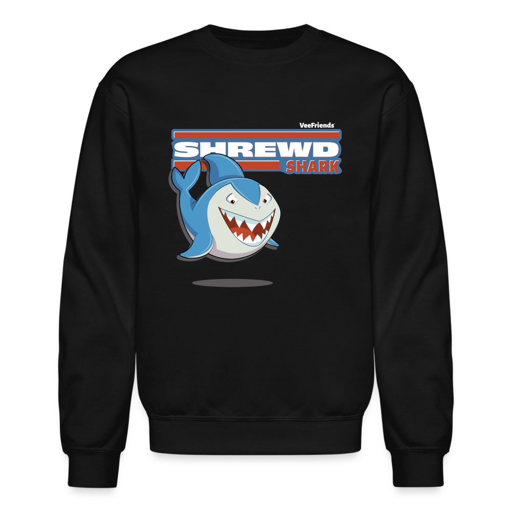 Shrewd Shark Character Comfort Adult Crewneck Sweatshirt - black