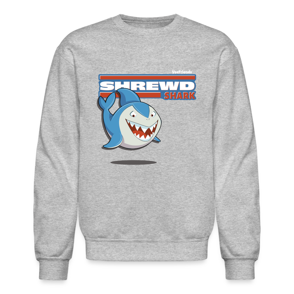 Shrewd Shark Character Comfort Adult Crewneck Sweatshirt - heather gray