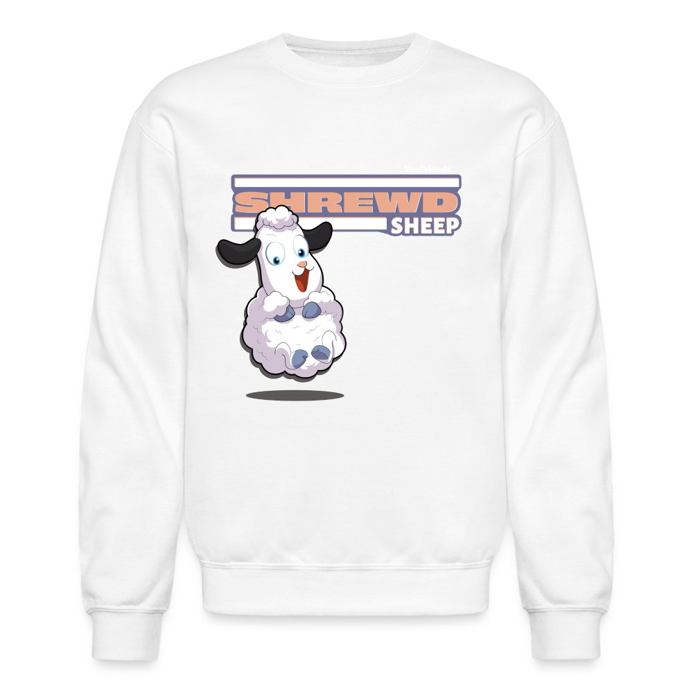 Shrewd Sheep Character Comfort Adult Crewneck Sweatshirt - white