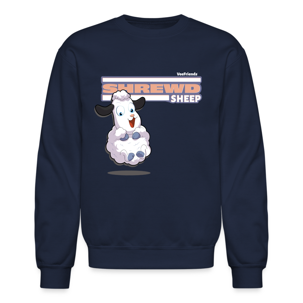 Shrewd Sheep Character Comfort Adult Crewneck Sweatshirt - navy