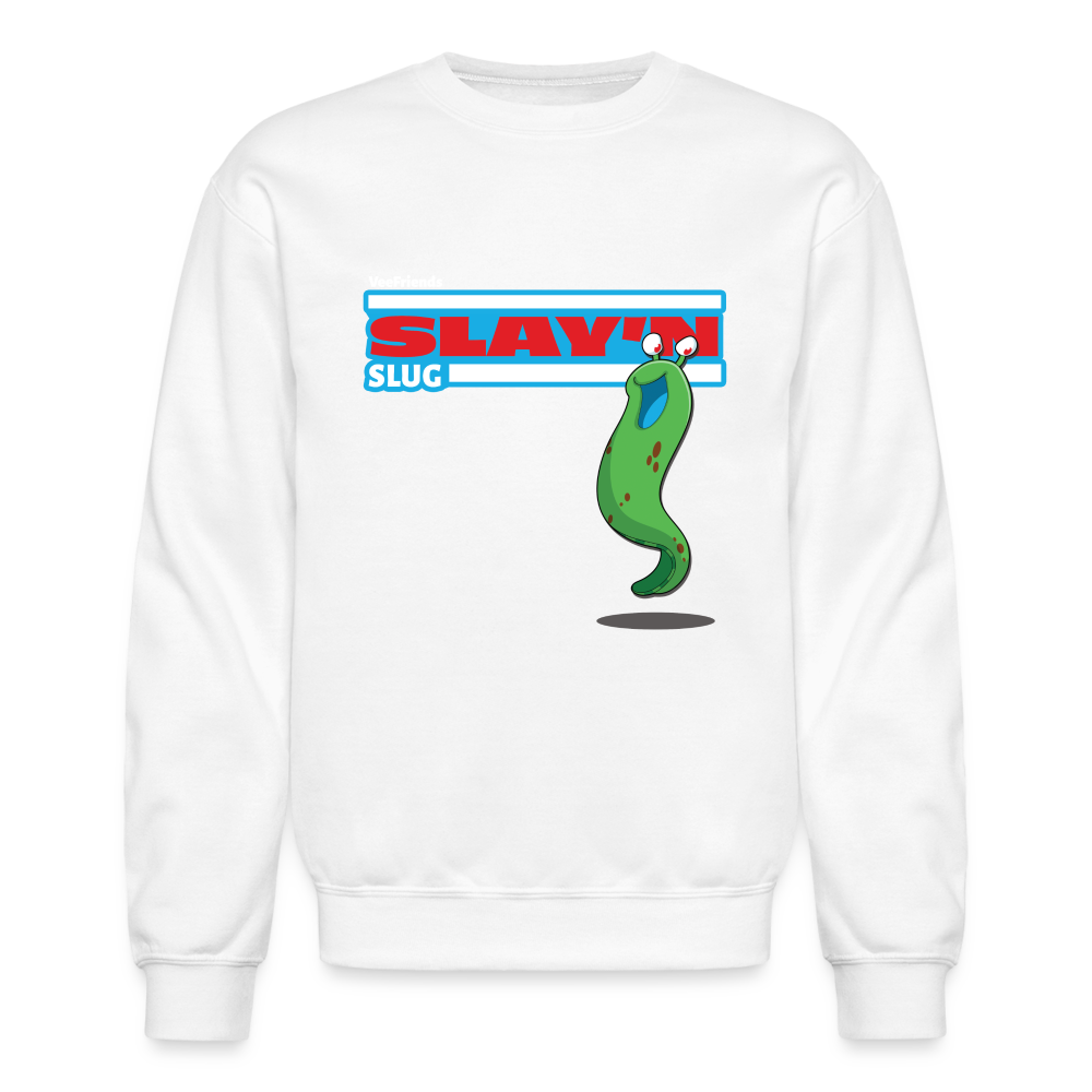 Slay’n Slug Character Comfort Adult Crewneck Sweatshirt - white