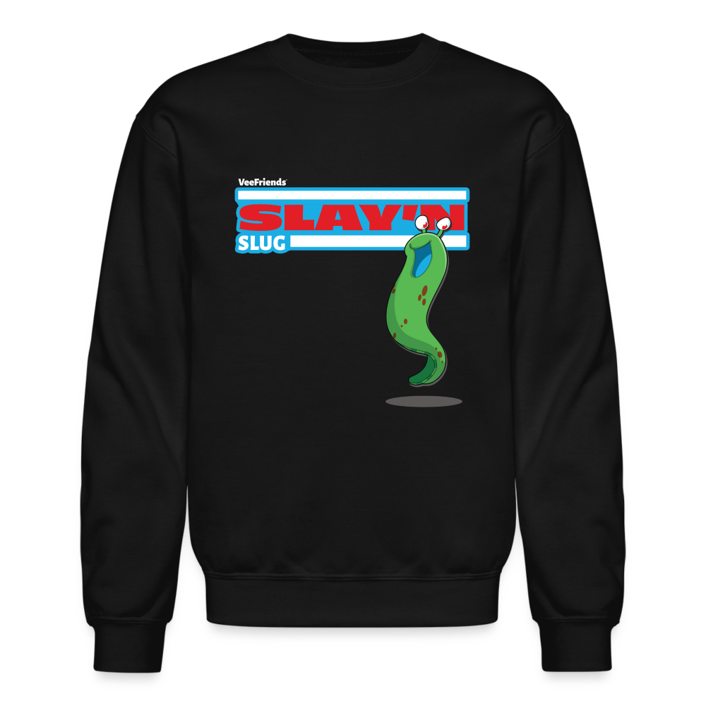 Slay’n Slug Character Comfort Adult Crewneck Sweatshirt - black
