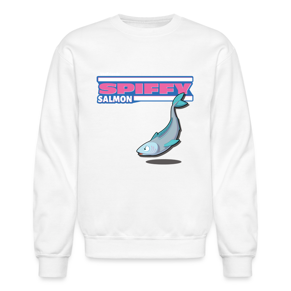 Spiffy Salmon Character Comfort Adult Crewneck Sweatshirt - white